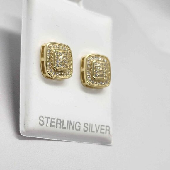 BRAND NEW   Sterling Silver 925 Square Design Earrings - Picture 1 of 4